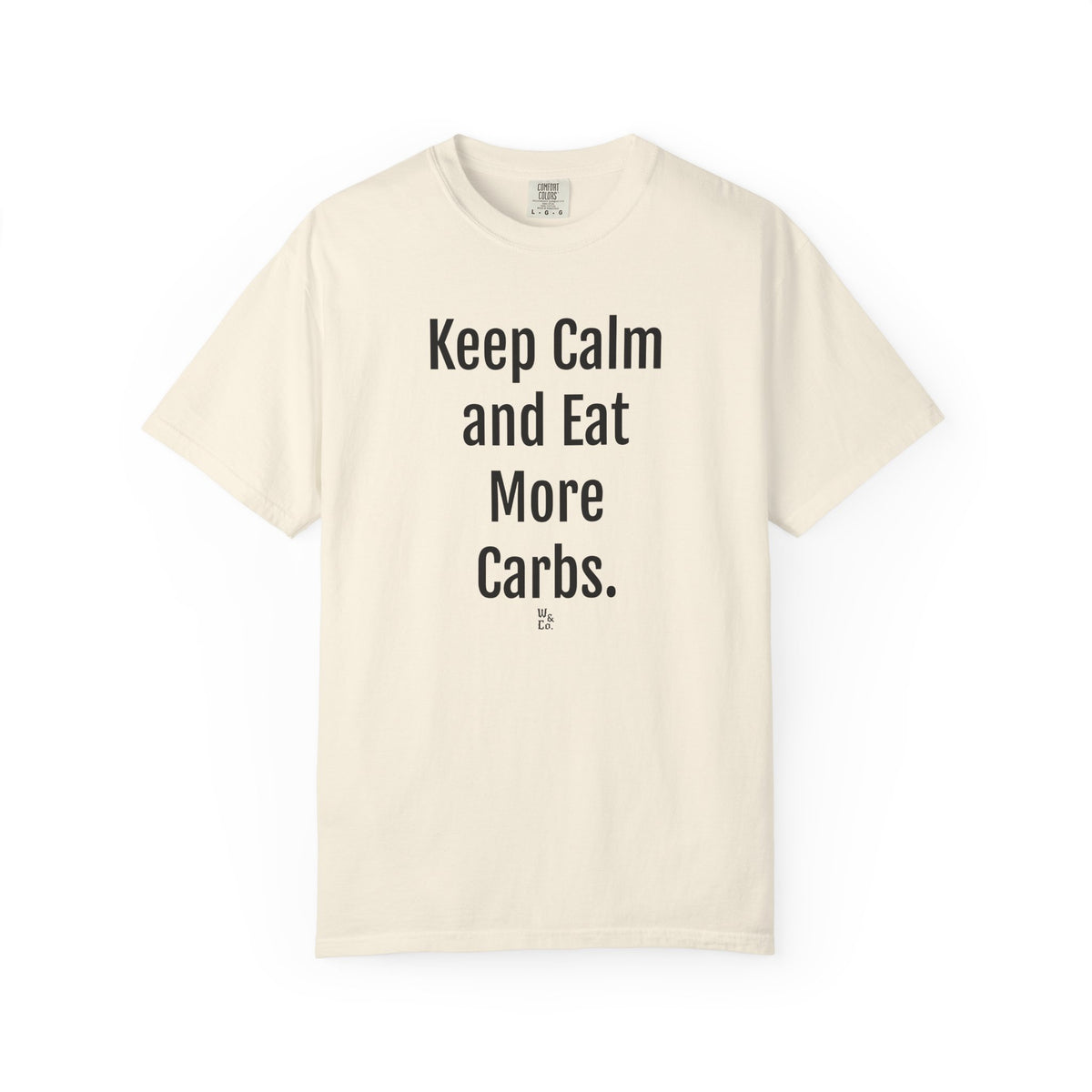 Keep Calm and Eat Carbs Cotton Graphic T-Shirt